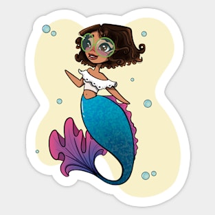 Colombian Mermaid With Green Glasses Sticker